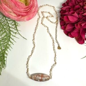 NEW⚜️Marble & Baroque Pearl Beaded Necklace